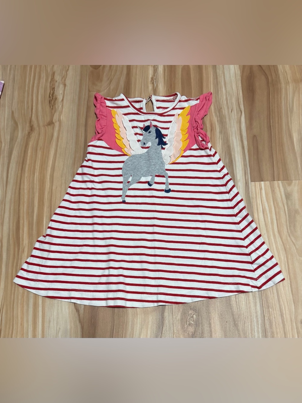 Mini Boden Red & White Striped Unicorn Wing Tank